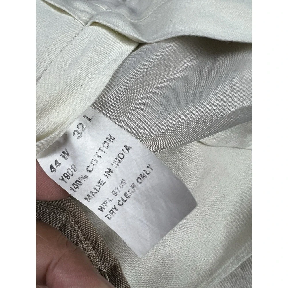T Harris London Pants‎ Mens 44X32 Brown Straight Leg Chino Pleated Casual